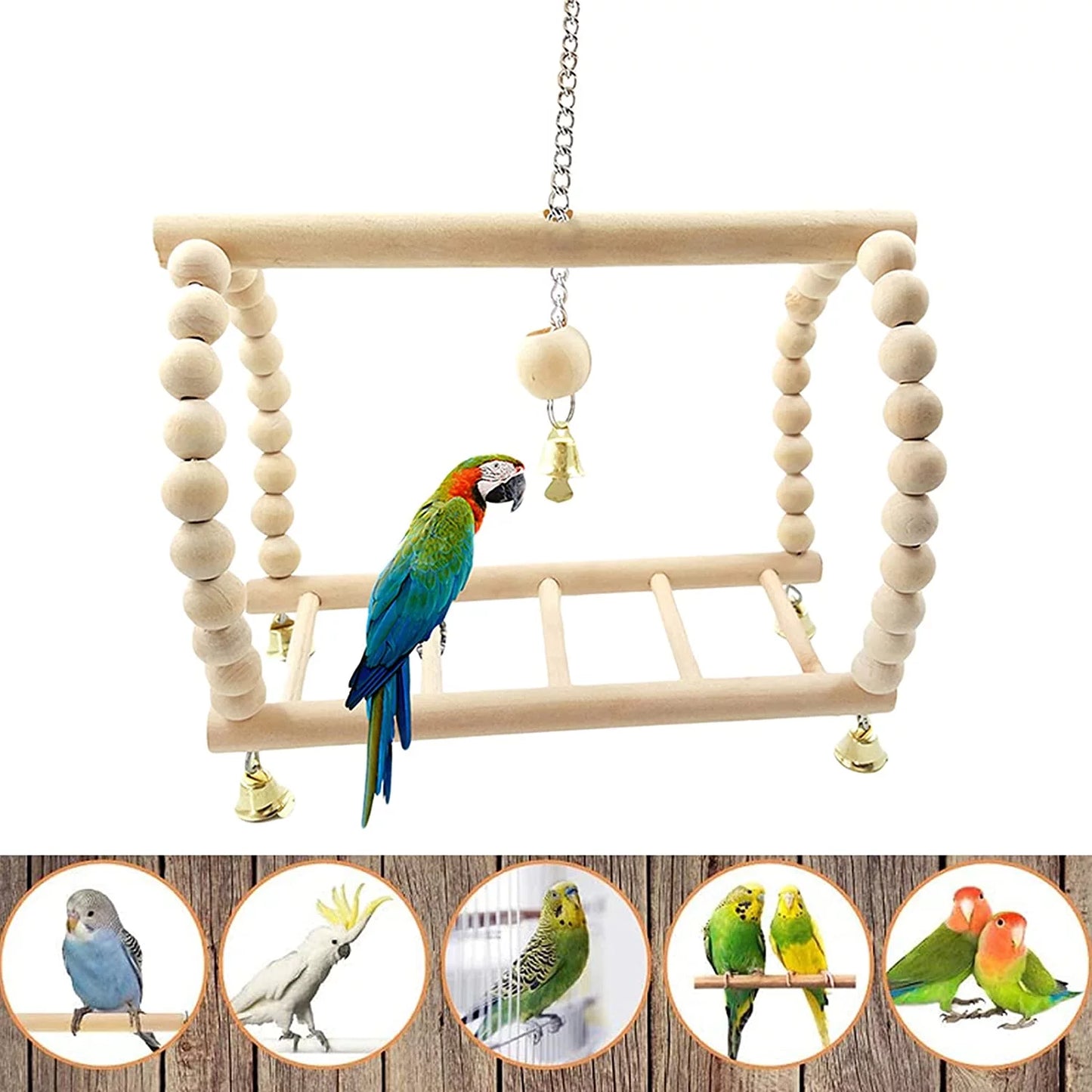 8 Pack Bird Toys for Parakeet Toys for Bird Cage Accessories Parakeets Swing Chewing Toys, Wooden Bird Toys for Cage Parrots Toys, Bird Training Toys, Parrot Hanging Swing