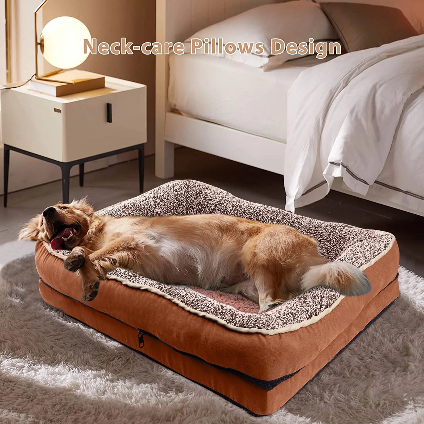 Dog Beds for Medium Sized Dogs Orthopedic Dog Bed Sofa Large Medium Small, Supportive Egg Crate Foam Pet Couch Bed with Removable Washable Cover Non Skid Bottom, M, Navy Gray