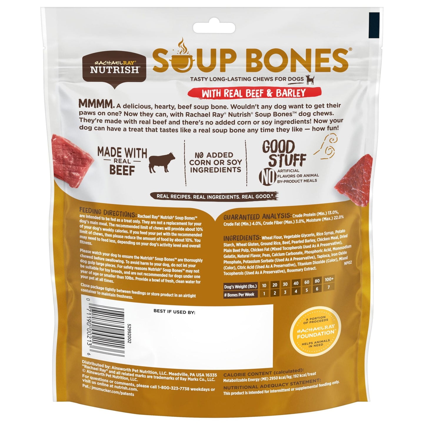Rachael Ray Soup Bones with Real Beef & Barley, 11 Dog Chews
