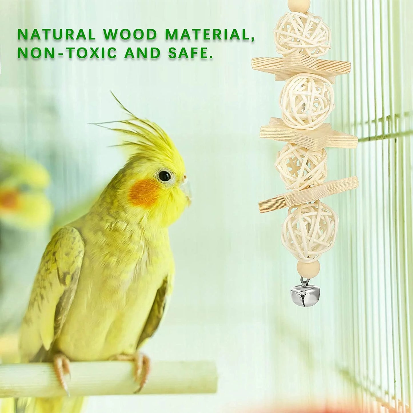 8 Pack Bird Toys for Parakeet Toys for Bird Cage Accessories Parakeets Swing Chewing Toys, Wooden Bird Toys for Cage Parrots Toys, Bird Training Toys, Parrot Hanging Swing
