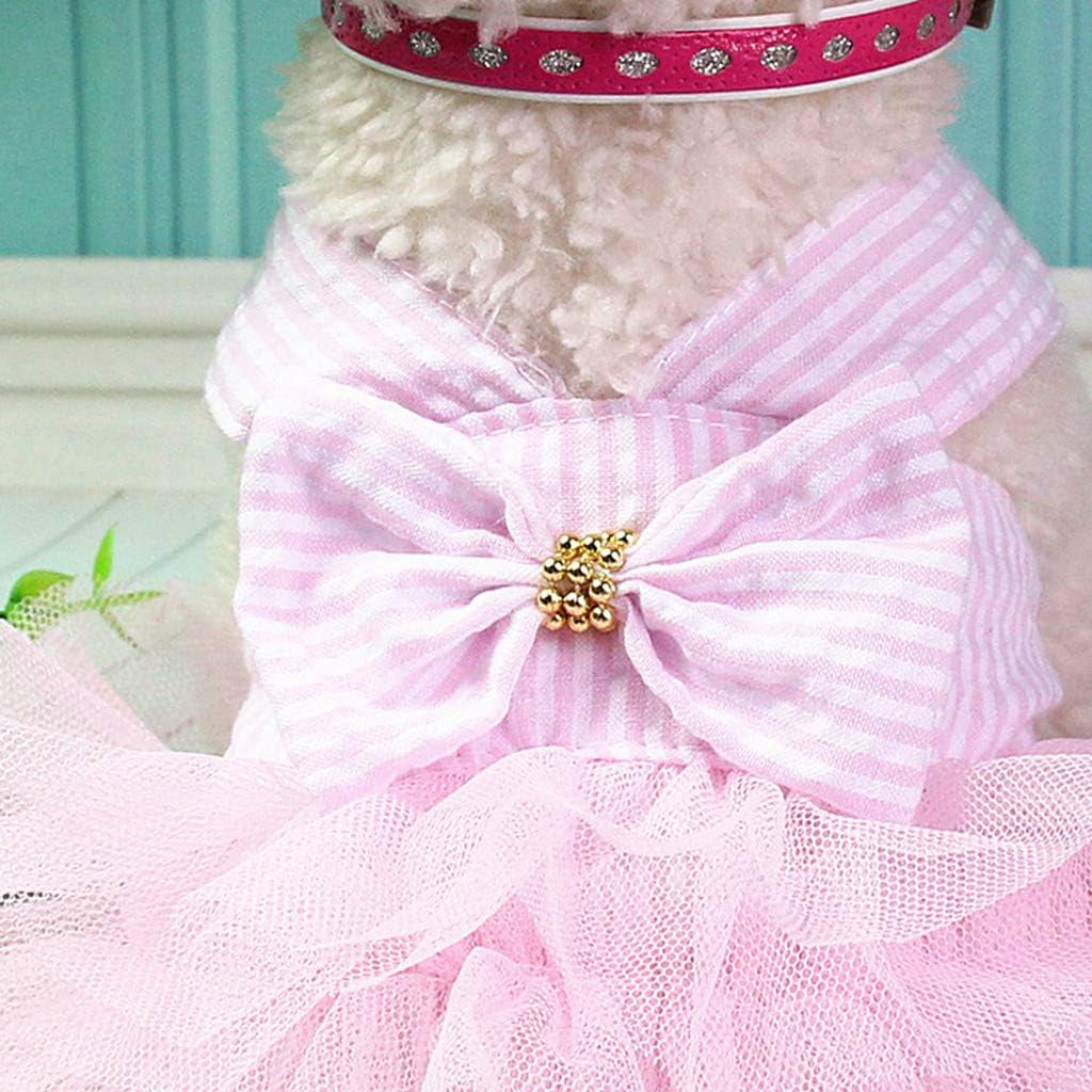 Girl Dog Stripe Print Dress Clothes Tutu Dresses Pet Cat Puppy Costumes Apparel
