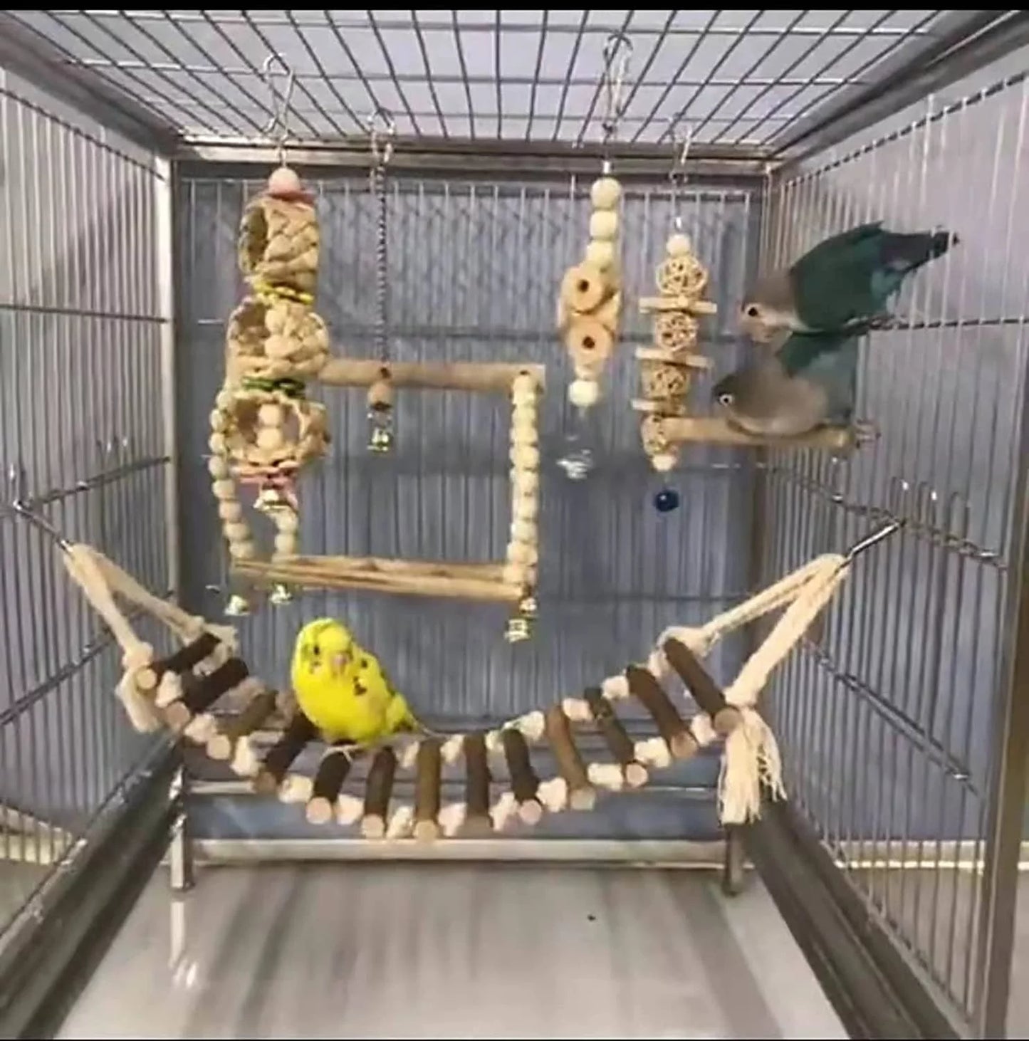 8 Pack Bird Toys for Parakeet Toys for Bird Cage Accessories Parakeets Swing Chewing Toys, Wooden Bird Toys for Cage Parrots Toys, Bird Training Toys, Parrot Hanging Swing