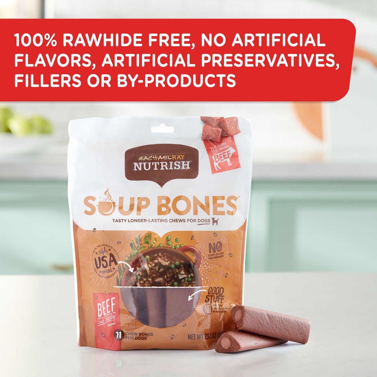 Rachael Ray Soup Bones with Real Beef & Barley, 11 Dog Chews