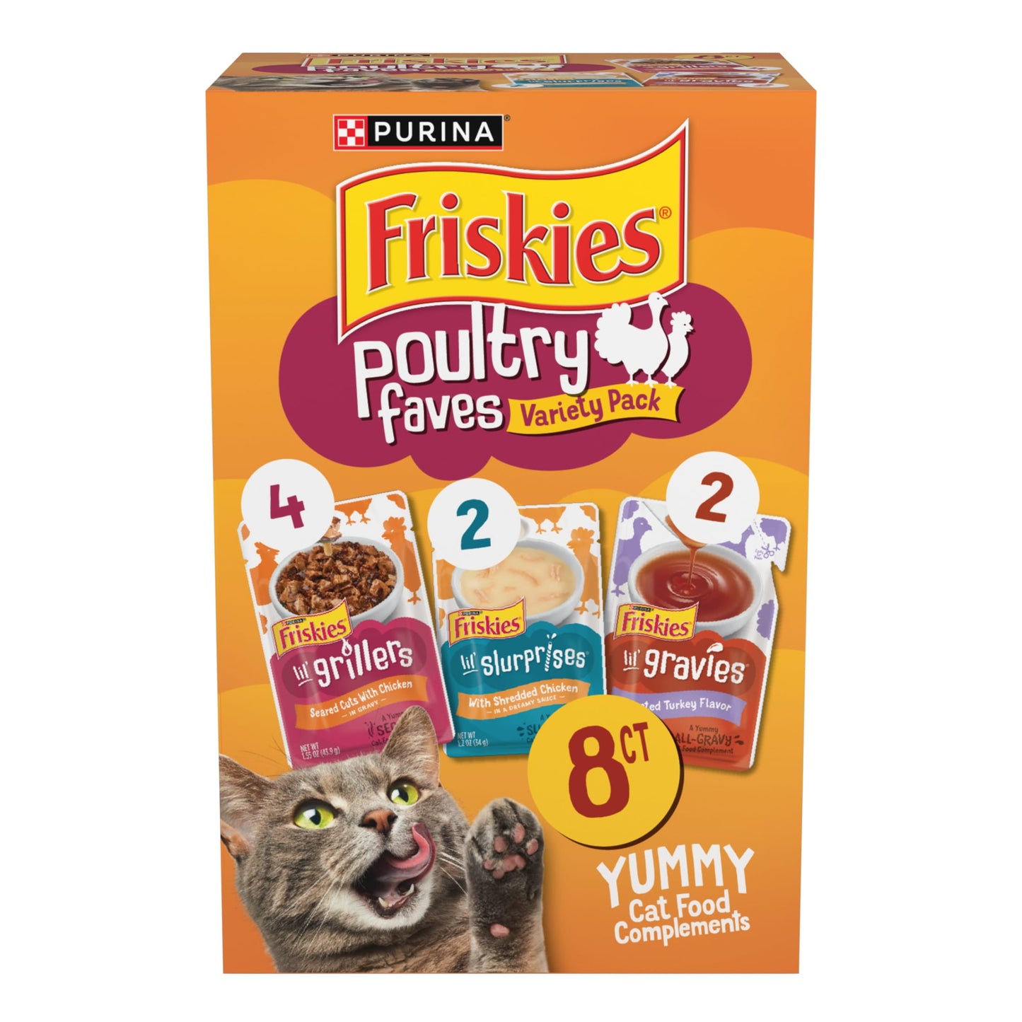 Purina Poultry Faves Gravy Cat Food Complements Variety Pack (8 Pack)