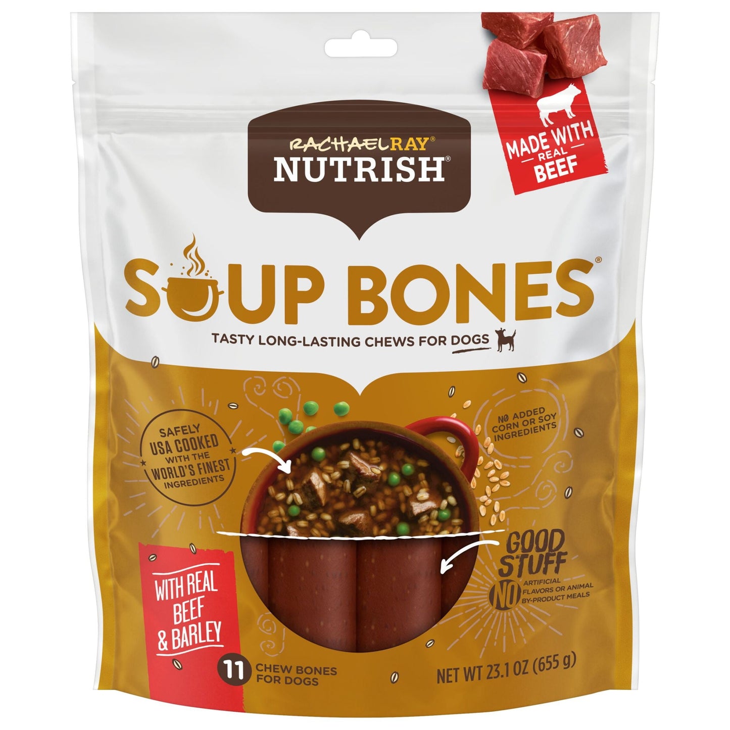 Rachael Ray Soup Bones with Real Beef & Barley, 11 Dog Chews