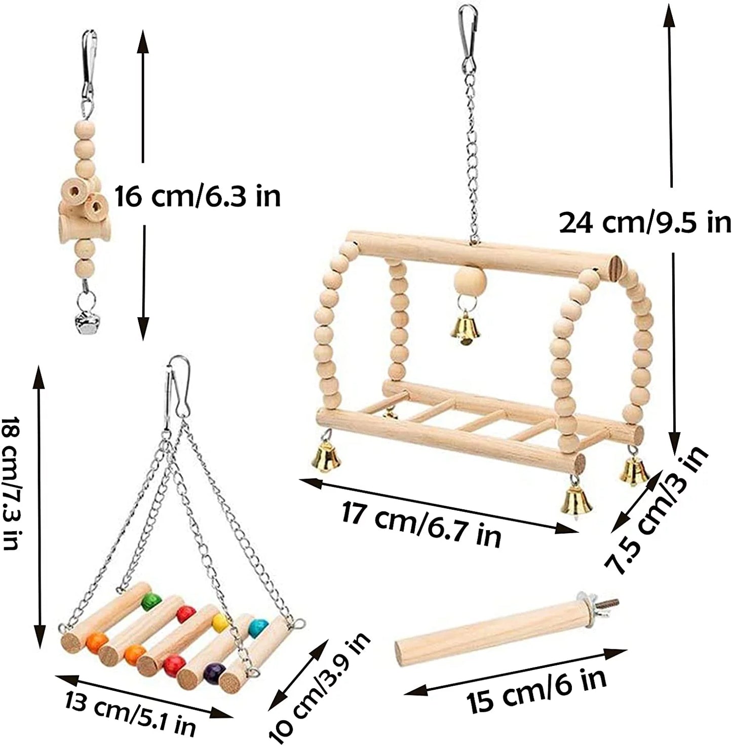 8 Pack Bird Toys for Parakeet Toys for Bird Cage Accessories Parakeets Swing Chewing Toys, Wooden Bird Toys for Cage Parrots Toys, Bird Training Toys, Parrot Hanging Swing
