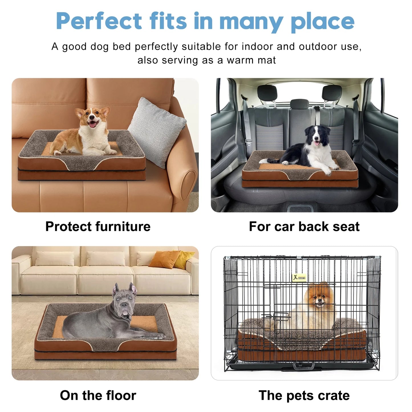 Dog Beds for Medium Sized Dogs Orthopedic Dog Bed Sofa Large Medium Small, Supportive Egg Crate Foam Pet Couch Bed with Removable Washable Cover Non Skid Bottom, M, Navy Gray
