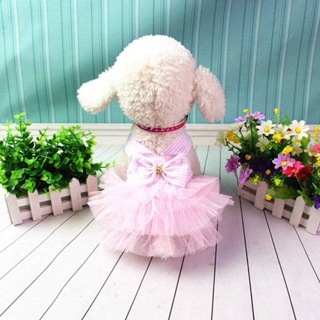 Girl Dog Stripe Print Dress Clothes Tutu Dresses Pet Cat Puppy Costumes Apparel
