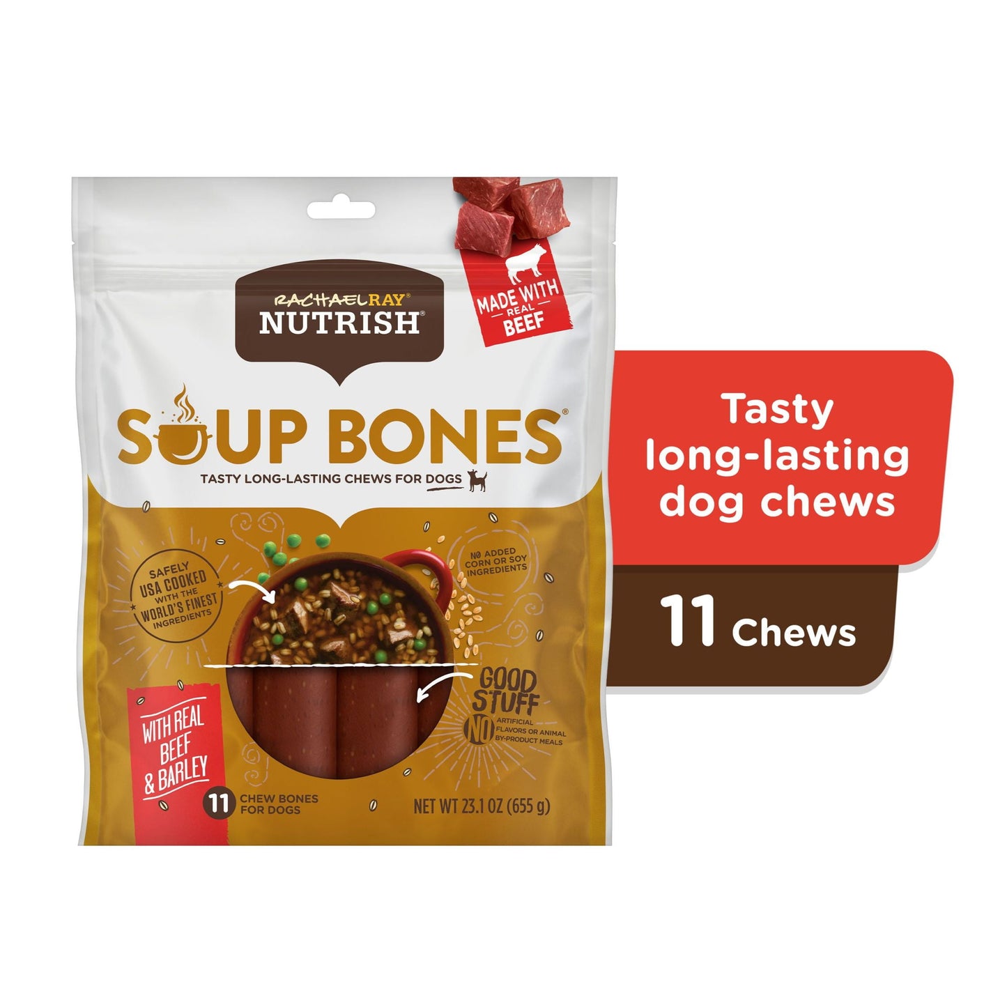 Rachael Ray Soup Bones with Real Beef & Barley, 11 Dog Chews