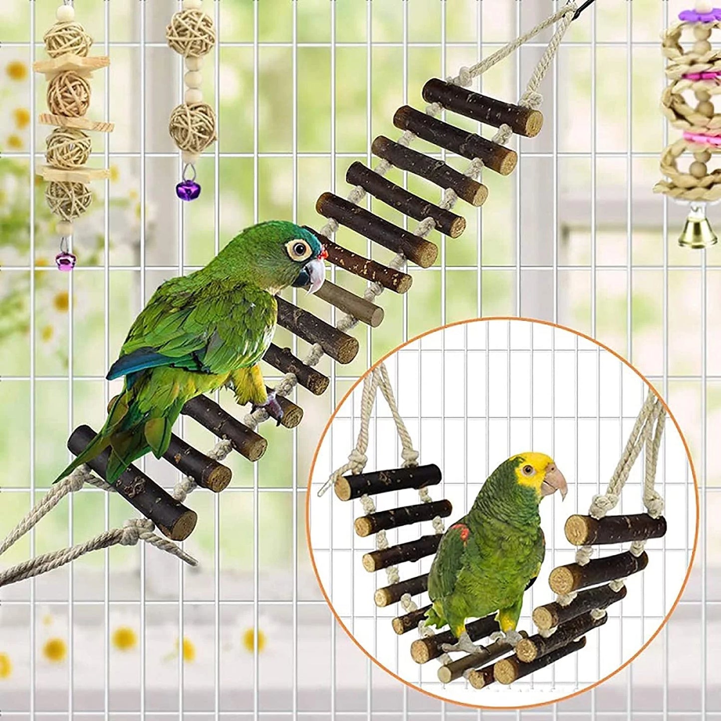 8 Pack Bird Toys for Parakeet Toys for Bird Cage Accessories Parakeets Swing Chewing Toys, Wooden Bird Toys for Cage Parrots Toys, Bird Training Toys, Parrot Hanging Swing