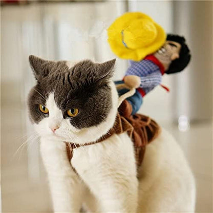 Halloween Cowboy Dog Cat Costume Clothes Novelty Funny Pets Party Cosplay Apparel Dog Riders Clothing