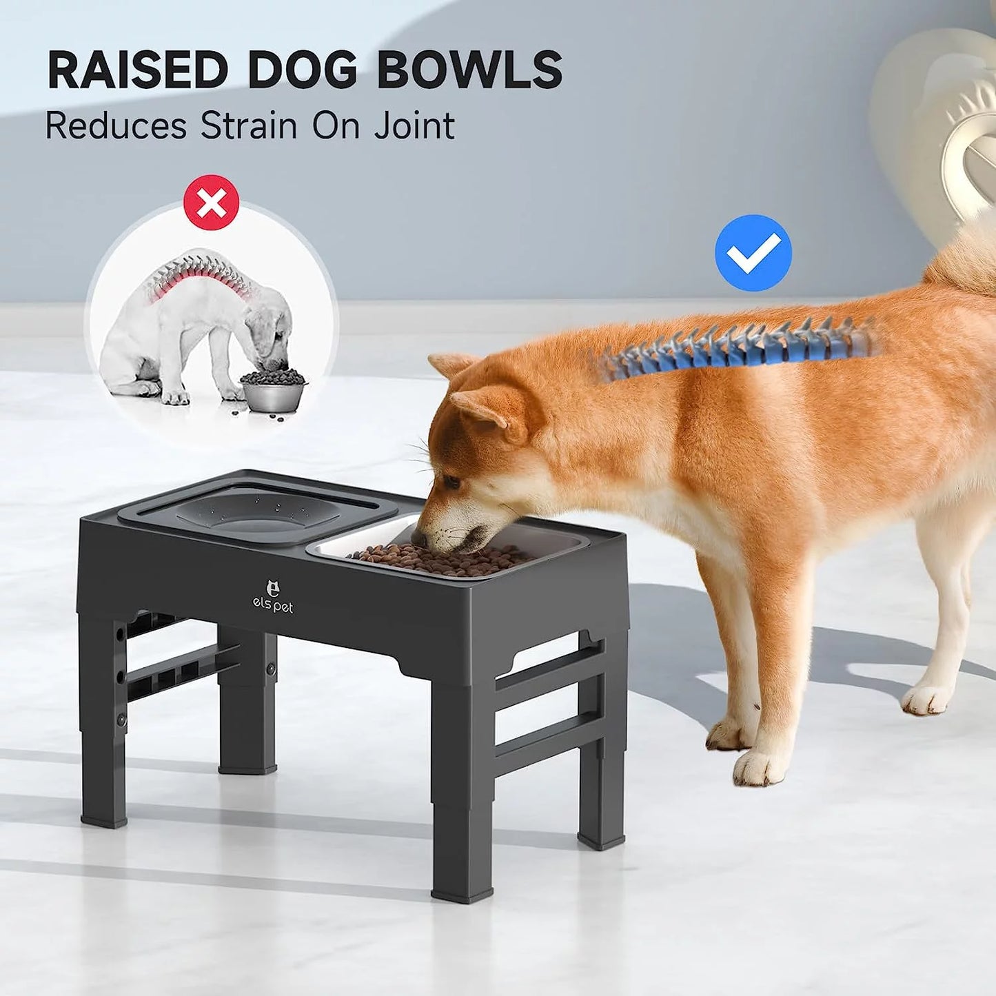 Elevated Dog Bowls Adjustable Raised Dog Bowl Slow Feeder Water Bowl Non-Spill