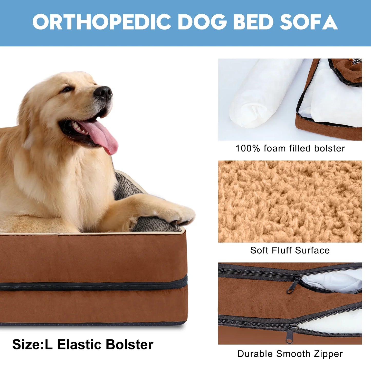 Dog Beds for Medium Sized Dogs Orthopedic Dog Bed Sofa Large Medium Small, Supportive Egg Crate Foam Pet Couch Bed with Removable Washable Cover Non Skid Bottom, M, Navy Gray