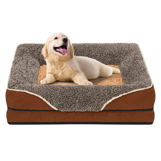 Dog Beds for Medium Sized Dogs Orthopedic Dog Bed Sofa Large Medium Small, Supportive Egg Crate Foam Pet Couch Bed with Removable Washable Cover Non Skid Bottom, M, Navy Gray