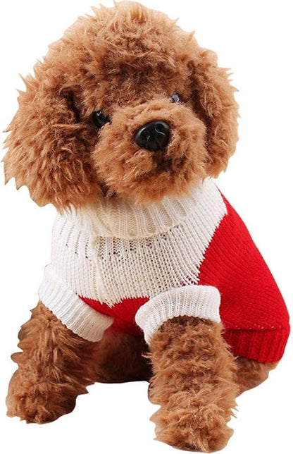 Pet Dog Sweaters Classic Knitwear Turtleneck Winter Warm Puppy Clothing Cute Strawberry and Heart Doggie Sweater