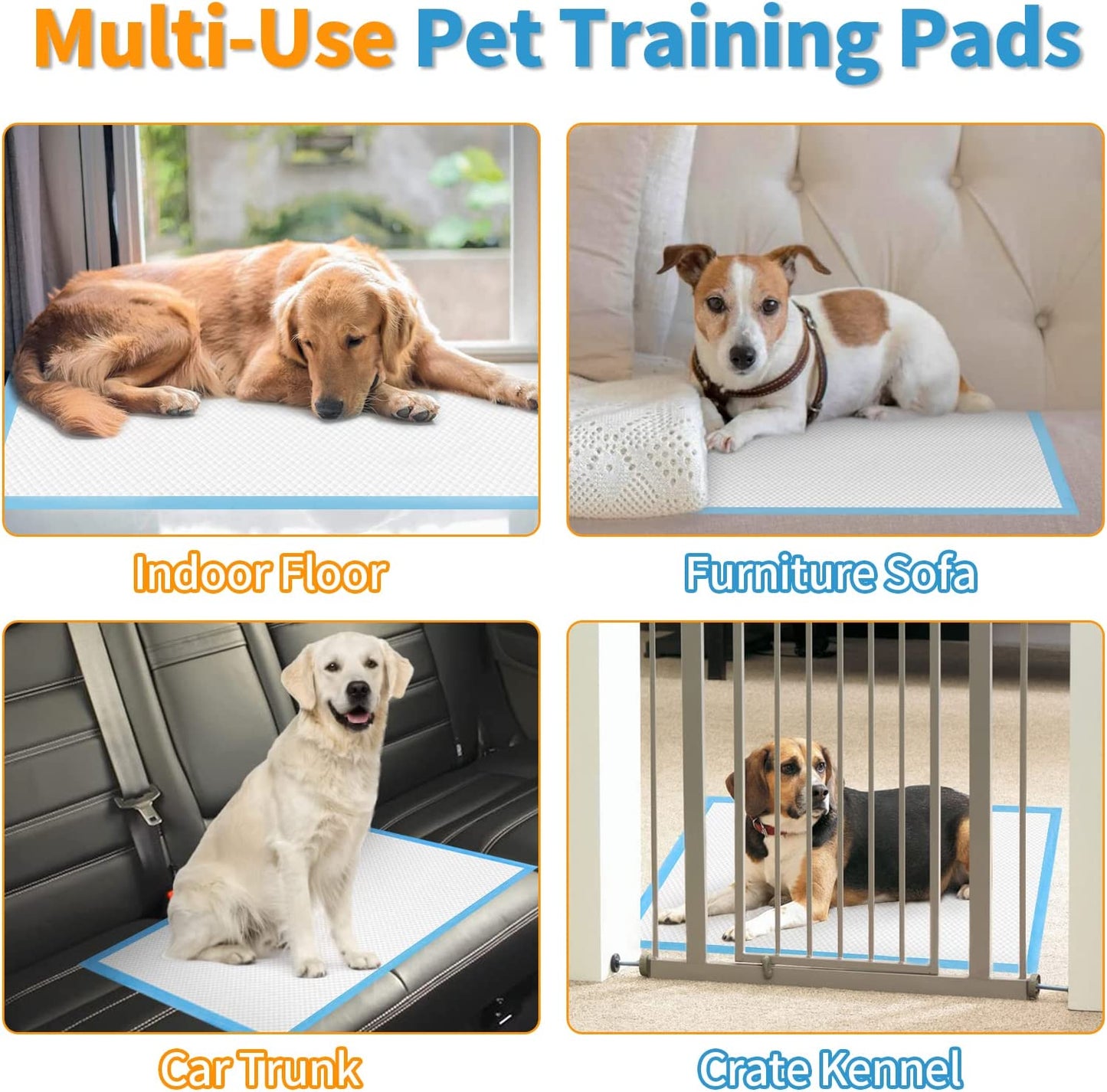 Dog and Puppy Training Pads, 13”×18” Disposable Dog Pee Pads, Ultra Absorbent & Leak-Proof Pet Underpads, Dry Quickly Pee Pad for Dog Cats Rabbits or Other House Training Pets (100/Counts)