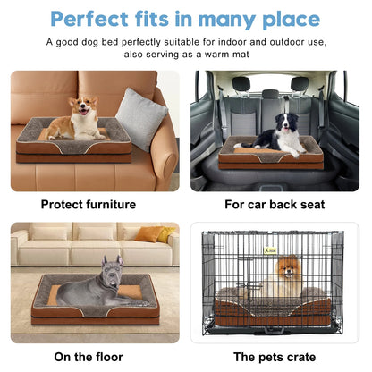 Dog Beds for Medium Sized Dogs Orthopedic Dog Bed Sofa Large Medium Small, Supportive Egg Crate Foam Pet Couch Bed with Removable Washable Cover Non Skid Bottom, M, Navy Gray